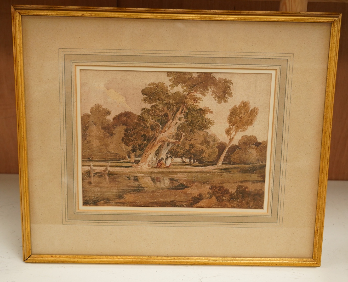 Two watercolours comprising, William Payne (1760-1830), ‘On the Tamar’ and another, Louis Francia, largest, 22 x 29cm. Condition - poor to fair, fading to the paper